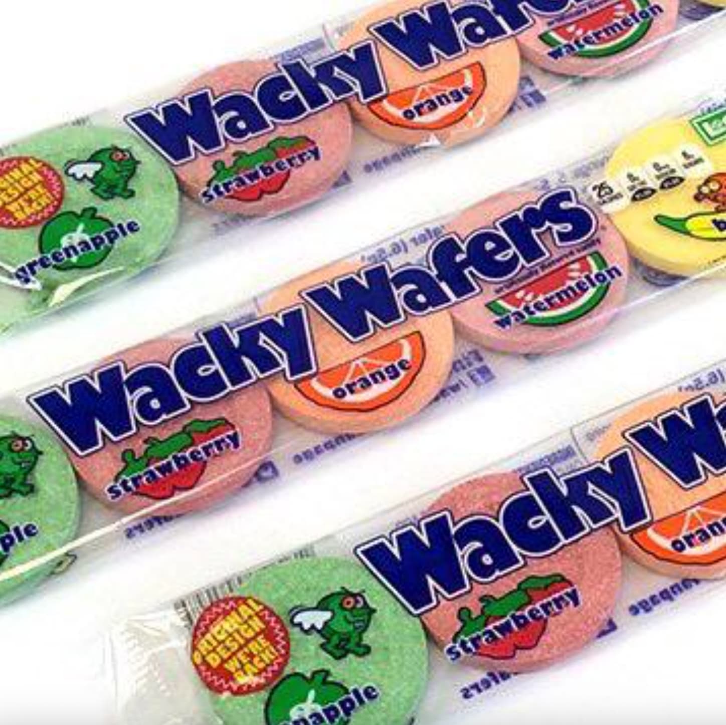 convenience food - Ginal Esign We'Re Back Wacky Wa greenapple strawberry orange Wacky Wafers ple strawberry orange watermelon Riginal Design We'Re Rackin Watermers atermelon Wacky W strawberry apple 2791 oran opeqne 2.81